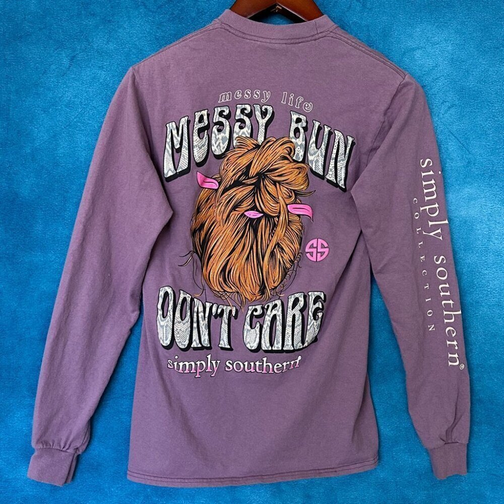 Simply Southern Messy Life Messy Bun L/S T-Shirt, Small
